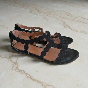 ALAIA Black Suede Laser Cutout Sandals Size 36.5 / US 6.5